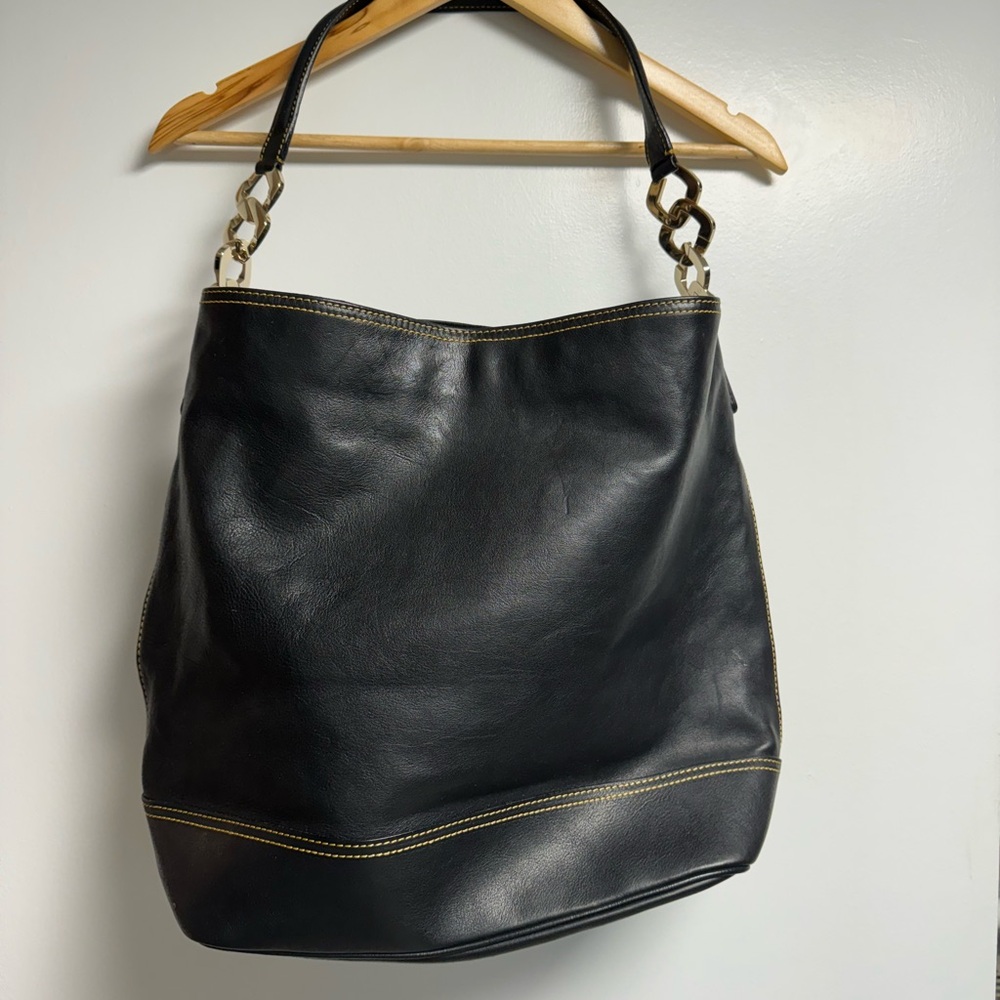 Vintage Ann Klein genuine black leather SoHo Bag